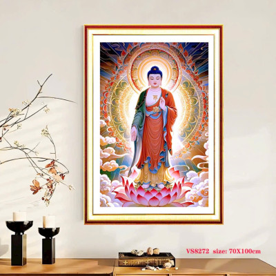 Tranh thêu kín Phật a di đà vs8272, kích thước 100 x 70 cm, 11ct thêu 3 sợi