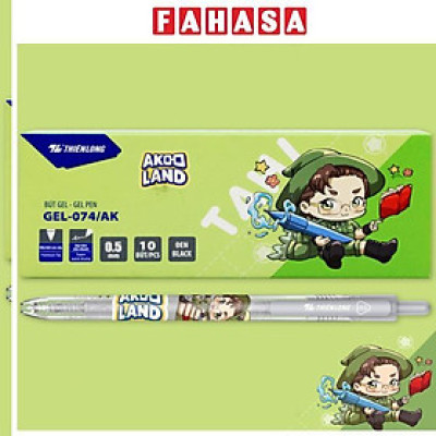 Hộp 10 Bút Gel 0.5 mm - Nhân Vật Akooland Tahi - Thiên Long - GEL-074/AK - Mực Đen