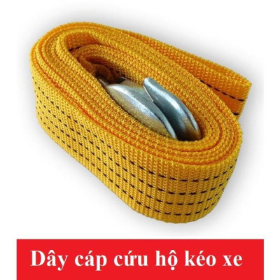 Dây cáp kéo ô tô siêu bền loại 3m - 3 TẤN màu VÀNG, cáp kéo cứu hộ xe hơi