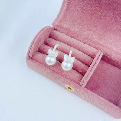 Khuyên tai bạc nơ trai duyên dáng Dế Bạc - K1064