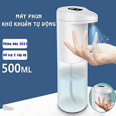 Máy phun cồn khử trùng diệt khuẩn thông minh cảm ứng tự động, dung tích 500ml, dùng pin, thích hợp với gel và dung dịch sát khuẩn