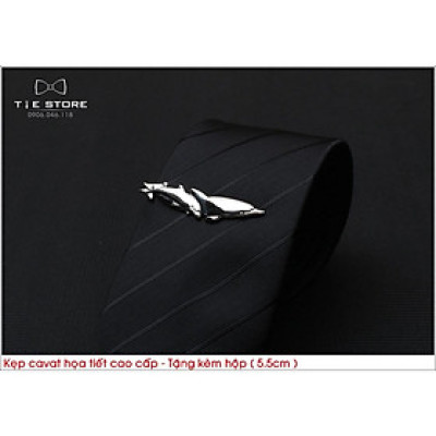 Kẹp cà vạt nam cao cấp ( 5.5cm), Kẹp Cavat hình họa tiết con cá cao cấp - tặng kèm hộp nhỏ