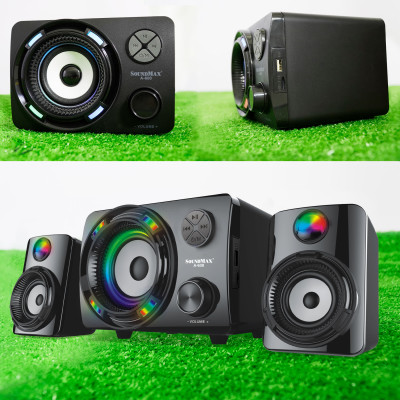 Loa vi tính 2.1 Soundmax A600 16W LED hỗ trợ Bluetooth, Thẻ nhớ, USB - Hàng chính hãng Triệu Gia phân phối