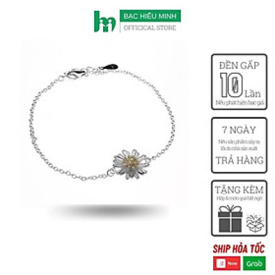 Lắc Tay Nữ Bạc Hiểu Minh LTU296 hoa cúc bạc ý