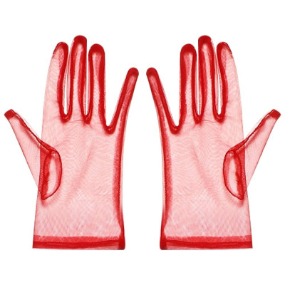 Găng tay ren trong màu đỏ cho Cô dâu và Dạ hội, đi tiệc, sự kiện MS: 42734