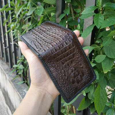 Ví Da Cá Sấu Nguyên Con 2 Mặt Đan Viền Thủ Công Rất Đẹp - Rất Bền