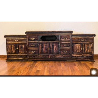 Kệ tivi kiểu nồi giữa gỗ mun hoa - Bình Long