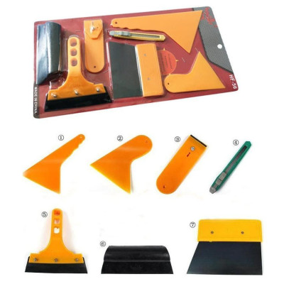 Bộ 7 món dụng cụ,tấm,miếng,hỗ trợ,dao nhựa hỗ trợ dán phim Tặng 1 thanh ghi số điện thoại trên ô tô