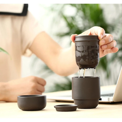 Bộ Bình Trà Gốm Sứ 4 Tách Kèm Túi Đựng Du Lịch Cao Cấp - HENRYSA