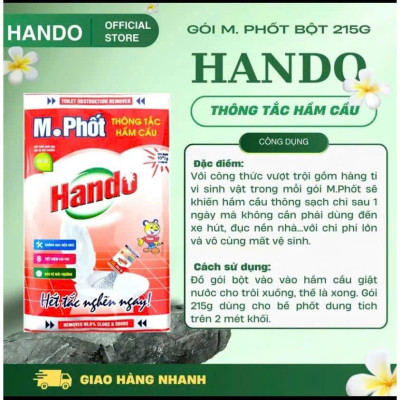 Combo 4 gói bột thông tắc hầm cầu bể phốt Hando 215Gr [Đổ định kì để bồn cầu ko tắc]