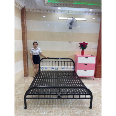 Giường sắt kiểu bo góc rẻ đẹp - 1m6x2m - (hình thật) - Nội Thất Bảo An