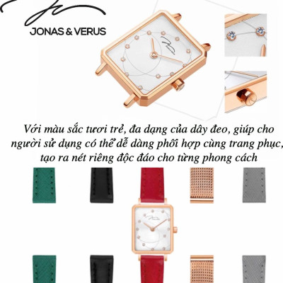 Đồng hồ đeo tay Nữ hiệu JONAS & VERUS X02060-Q3.PPWLR, Máy Pin (Quartz), Kính sapphire chống trầy xước, Dây Da Italy