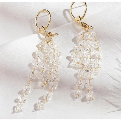 Bông tai pha lê dài sang trọng dự tiệc