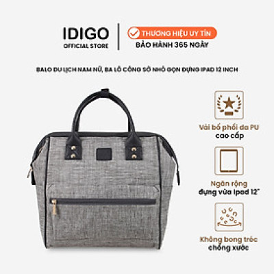 Balo công sở nam nữ dáng vuông IDIGO UBP2 - 418 - 00, ba lô du lịch đa năng nhỏ gọn