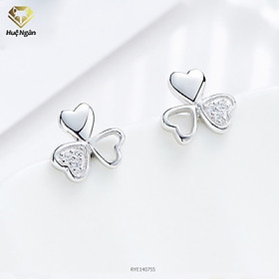 Bông tai bạc nữ trang sức bạc Ý S925 Bạc Xinh Huệ Ngân - Cỏ ba lá may mắn RYE140755