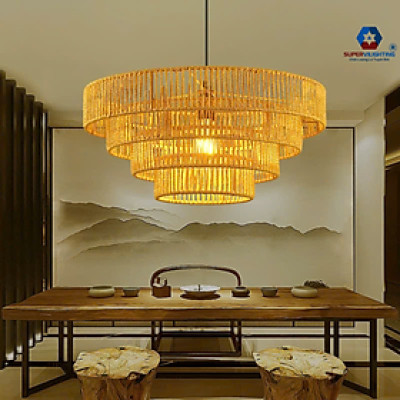 Đèn treo thả trần dây thừng SuperVilighting decor trang trí quán shop thời trang phong cách đồng quê