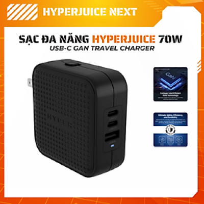 Sạc Nhanh HyperJuice Travel Charger 70W USB-C GaN - Sạc Đa Năng Cho Mọi Chuyến Đi, hàng chính hãng