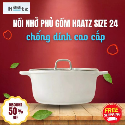 Nồi Phủ Gốm Xtrema Chống Dính Haatz Size 24cm, Dùng mọi loại bếp, An toàn, Hàng Chính Hãng Bảo Hành 24 tháng