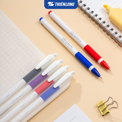 Combo 5/10/20 Bút Gel Thiên Long GEL-012 ngòi 0.5mm mực xanh đỏ đen tím có đệm cầm tay mềm đầu bi cao cấp