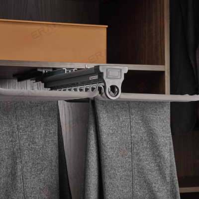 Phụ kiện của tủ áo (Giá vắt quần âu ray giảm chấn dòng Grey thương hiệu Gerari)