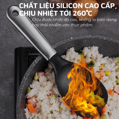 Muỗng rang silicon DandiHome cao cấp chịu nhiệt cực tốt dùng để nấu ăn