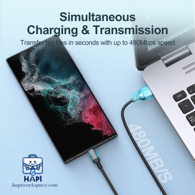 Cáp sạc bọc dù C to C hàng chính hãng Joyroom 100W, đèn tín hiệu, đầu kim loại