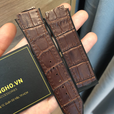 (Tặng tua vit thay dây) Dây đồng hồ HUB size 42 Lót da vân các màu (19-25-22)