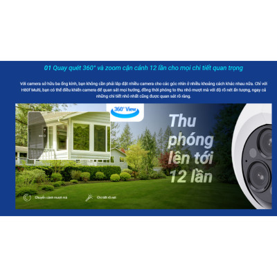 Camera WiFi EZVIZ H80F 3 ống kính 2K 4MP siêu nét cả ngày lẫn đêm, có màu đêm, AI phát hiện người - Hàng chính hãng
