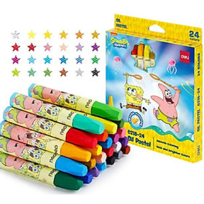 Hộp 24 Bút Sáp Dầu - Hình Bọt Biển Spongebob - Deli C218-24
