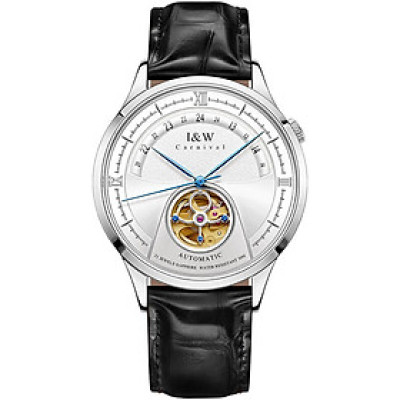 Đồng hồ nam chính hãng IW CARNIVAL IW525G-4 Kính sapphire ,chống xước,Chống nước ,Bảo hành 24 tháng,Máy cơ (Automatic),Dây da cao cấp,thiết kế lộ cơ thể thao