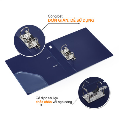 Bìa còng bật A4 5cm-7cm, File càng cua nhẫn chất liệu nhựa PP thương hiệu AO+, màu OFF (WB235/WB237)