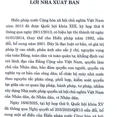 Sách - Hiến Pháp Nước Cộng Hòa Xã Hội Chủ Nghĩa Việt Nam Năm 2013 (Sửa Đổi, Bổ Sung Năm 2025)