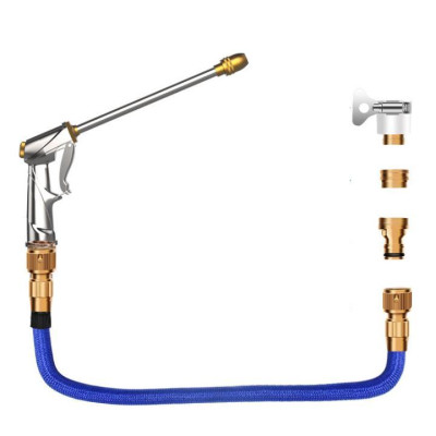 Bộ dây và vòi xịt tăng áp lực nước  rửa xe tưới cây loại 7.5m (dãn nở 22m)  206733