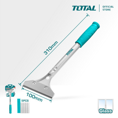 Cây sủi cạo sơn kim loại kèm 6 lưỡi dao TOTAL THT183201 - Hợp kim nhôm, loại bỏ sơn, gỉ sét