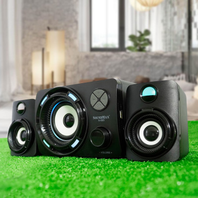 Loa vi tính 2.1 Soundmax A600 16W LED hỗ trợ Bluetooth, Thẻ nhớ, USB - Hàng chính hãng Triệu Gia phân phối