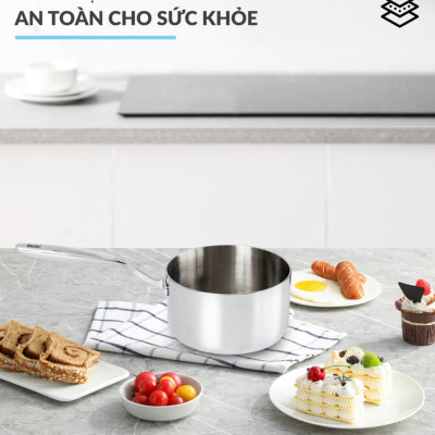 Quánh Inox316 Đúc Đáy Liền 3 Lớp Haatz CIC1250 Size 18cm - Hàng Chính Hãng Bảo Hành 5 Năm 