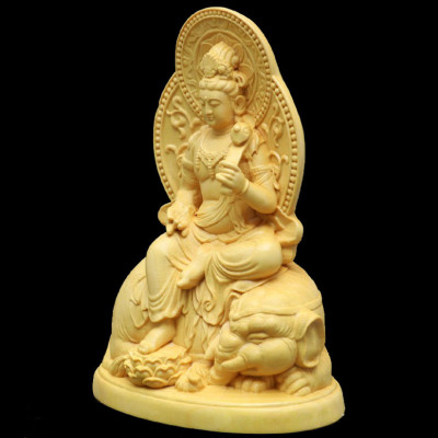 Tượng phật Phổ Hiền Bồ Tát cưỡi voi bằng gỗ Hoàng Dương V550