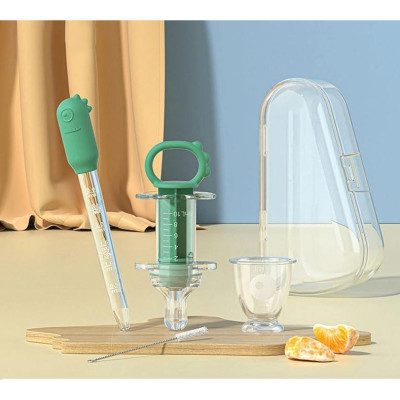 Bộ 2 Món Dụng Cụ Cho Bé Uống thuoc , Sữa, Nước Hoa Quả Đa Năng Tiện Lợi - Kèm Hộp và Cọ Vệ Sinh