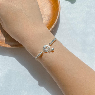 Lắc tay bạc 925 đồng xu treo bi xinh xắn đáng yêu Dế Bạc – LT4429