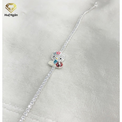 Lắc tay bạc 925 Huệ Ngân - Mèo Kitty Tinh Nghịch X8
