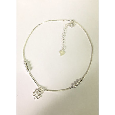 Lắc chân bạc nữ trang sức bạc Ý S925 Bạc Xinh Huệ Ngân - Cỏ bốn lá may mắn RYBJ50063