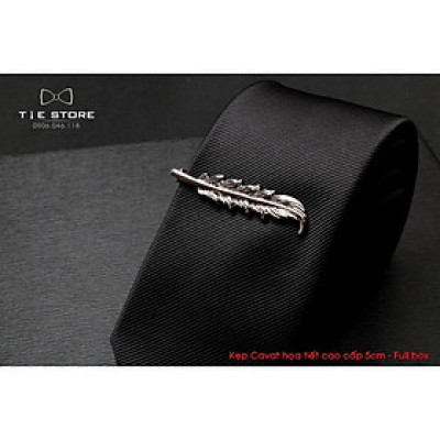 Kẹp cà vạt nam bản nhỏ ( 5cm), Kẹp Cavat hình lông chim cao cấp - tặng kèm hộp nhỏ