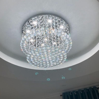 Đèn mâm Ca Sỹ Pha Lê ốp trần M9153 - KT 600x600x350mm, đèn chùm pha lê, DT