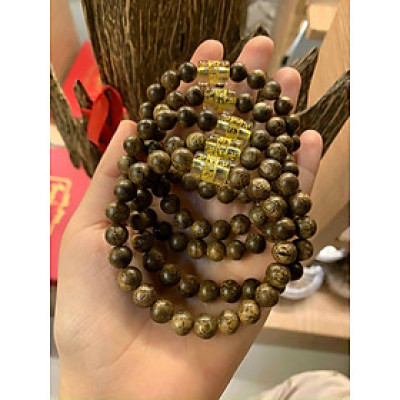 Vòng đeo tay, lắc tay phong thủy từ gỗ trầm hương tự nhiên mix lu thống đá thạch anh lưu ly