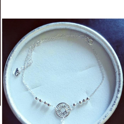 Lắc chân nữ bạc 925 bạc xinh Huệ Ngân - Kim tiền may mắn RYBJ50082