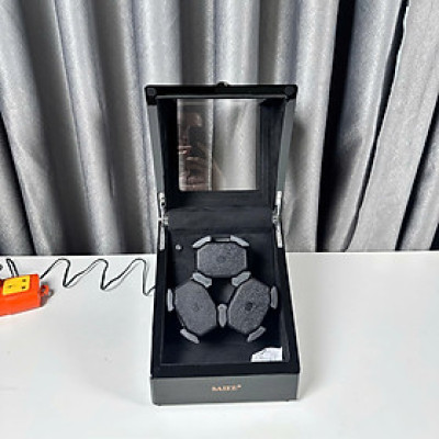 [BH 2 năm động cơ] Hộp Xoay 3 đồng hồ gỗ Saike nền nỉ