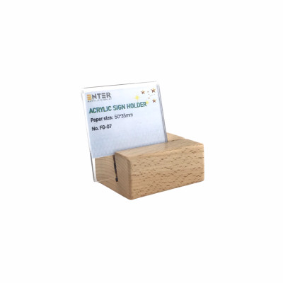 Kệ mica 1 mặt đế gỗ Enter FG-07 50x35mm, Kệ thông tin sản phẩm, Standee mica để bàn, Bảng quét mã QR Code