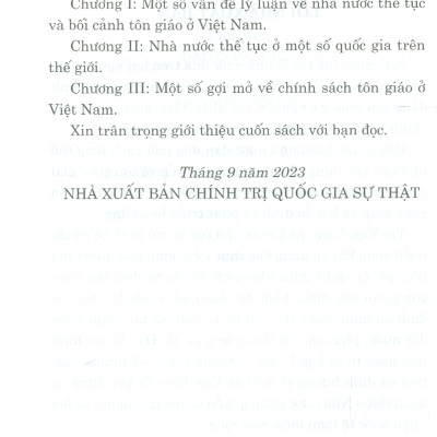 Lý Luận, Thực Tiễn Về Nhà Nước Thế Tục Trên Thế Giới Và Một Số Gợi Mở Cho Việt Nam