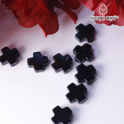 Chữ thập đá obsidian mệnh thủy , kim - Ngọc Quý Gemstones