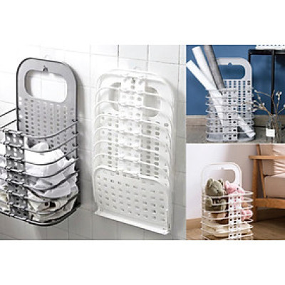 Giỏ đựng đồ gấp gọn thông minh Việt Nhật tặng móc dính trong , giỏ treo tường đựng quần áo đồ dùng nhà tắm (Màu ngẫu nhiên) - HÀNG VIỆT NAM